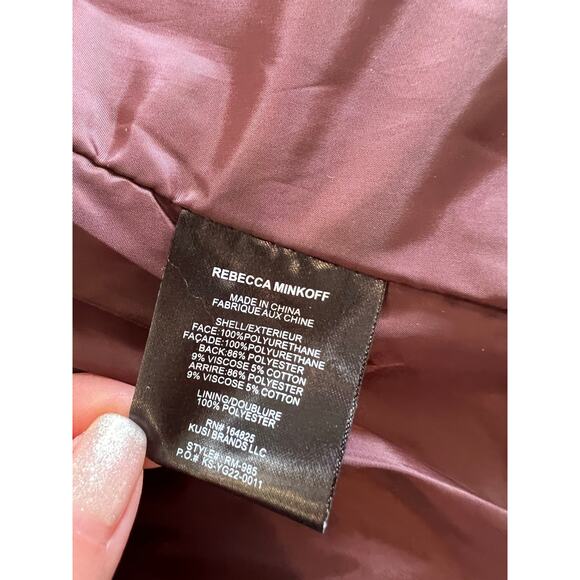 Rebecca Minkoff Moto jacket faux leather burgundy S - Picture 9 of 9